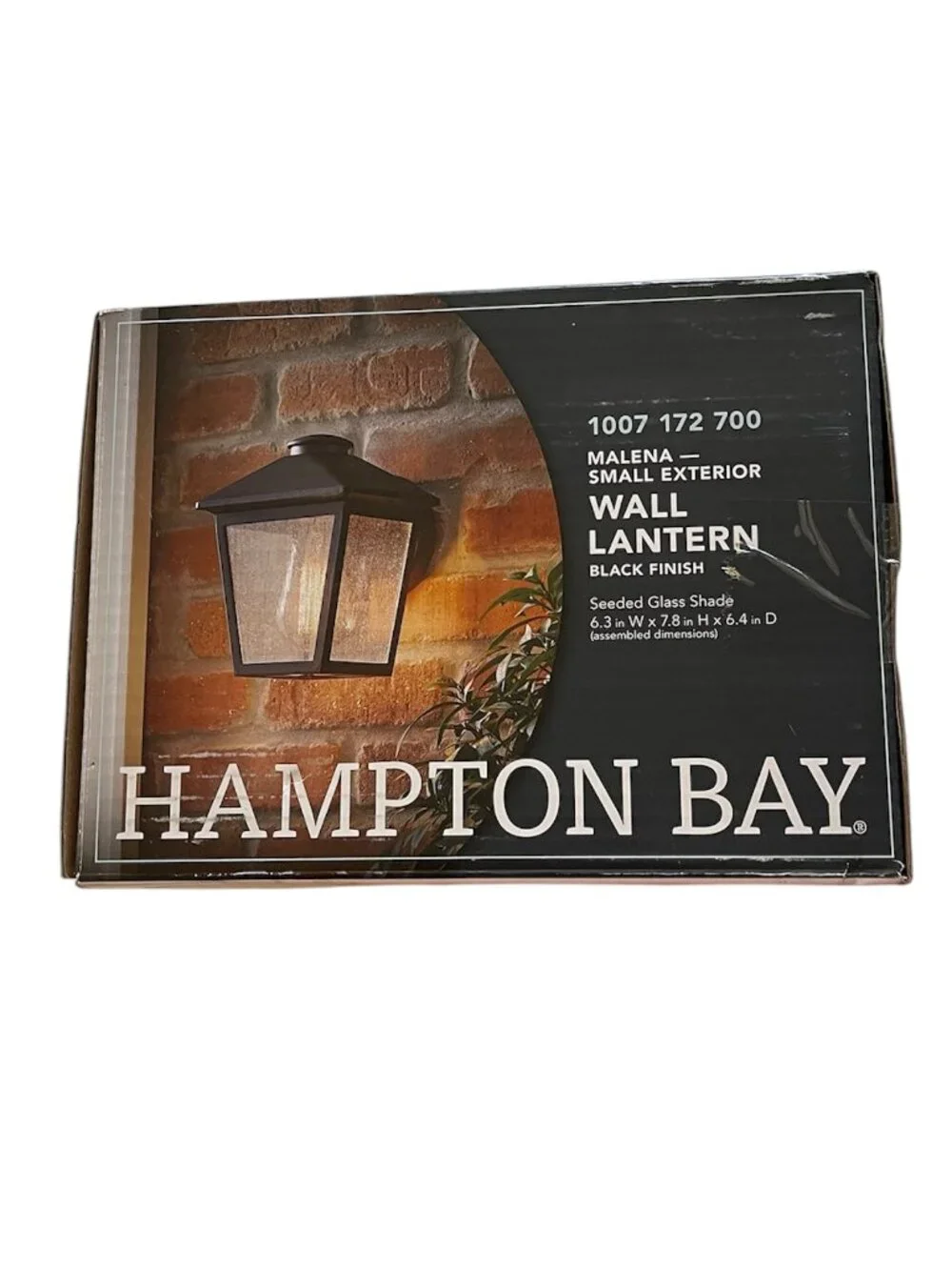 Hampton Bay Malena  Black Outdoor Wall Lantern Sconce Clear Glass Small Exterior